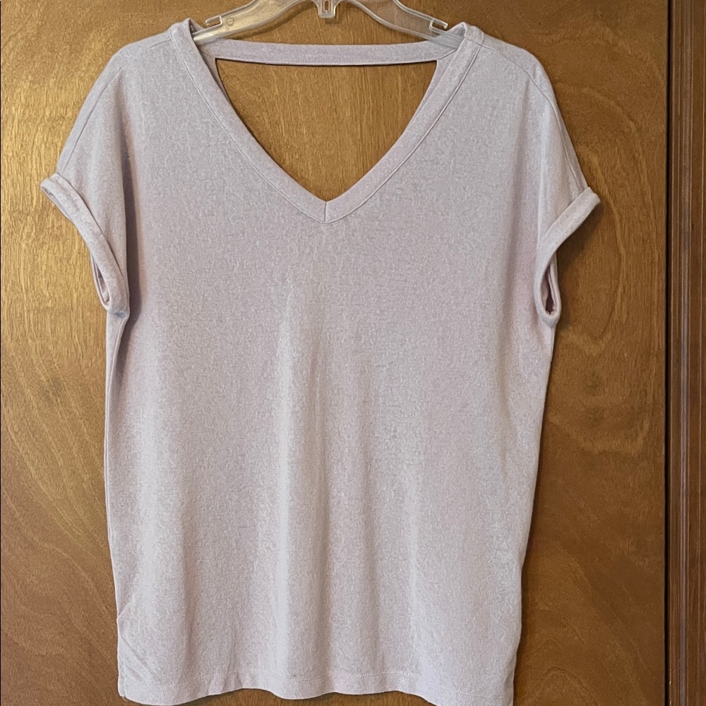 LOFT Light Purple V-Neck Short Sleeve Top